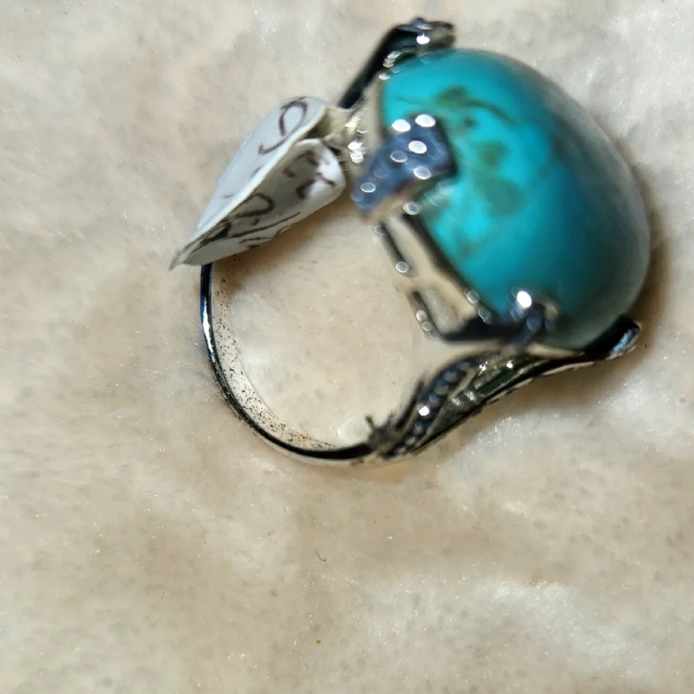 Silver Turquoise In Tiffany Blue Ring‎